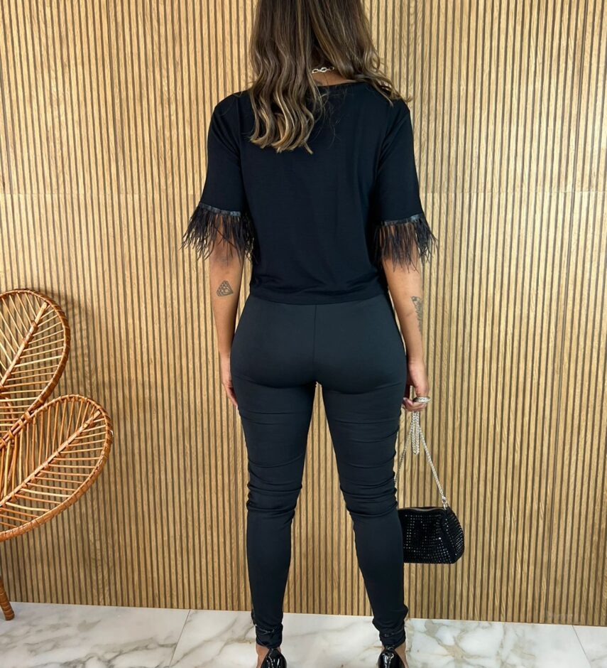 Blusa Feminina Manga Curta Preta - Fernanda Ramos Store