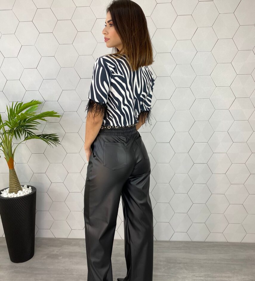 Blusa Feminina Manga Curta Zebra - Fernanda Ramos Store