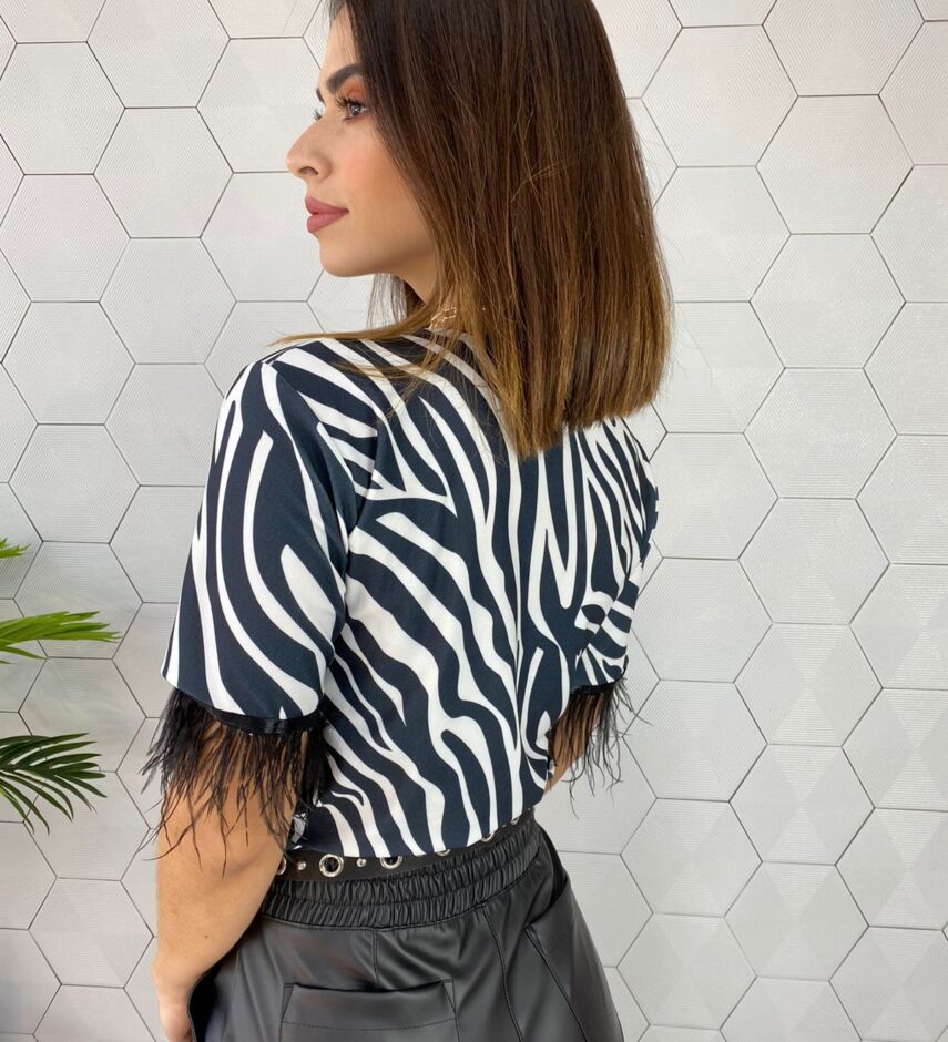 Blusa Feminina Manga Curta Zebra - Fernanda Ramos Store