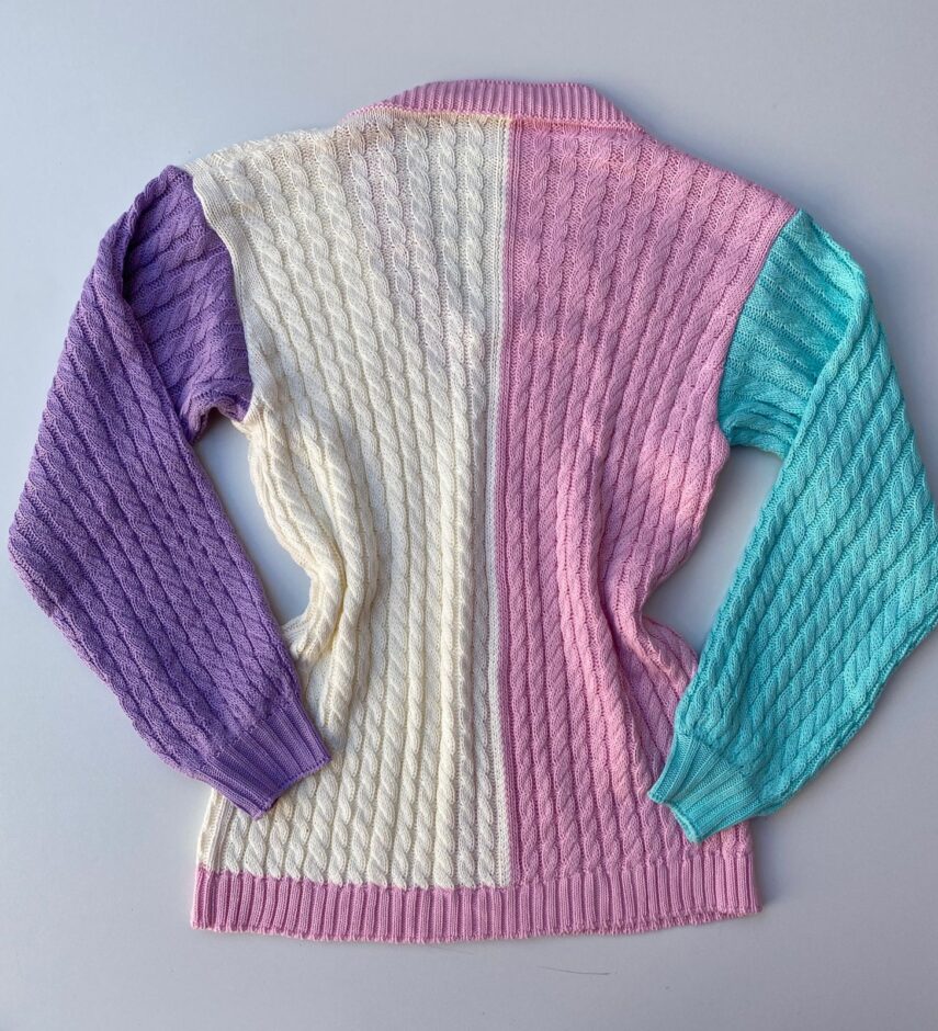 Blusa Manga Longa Feminina Tricot Estampada Gola V - Fernanda Ramos Store