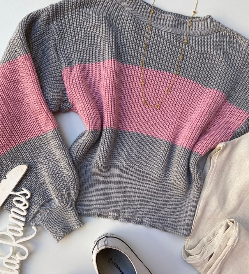 fernandaramosstore com br blusa manga longa feminina tricot listrada cinza e rosa