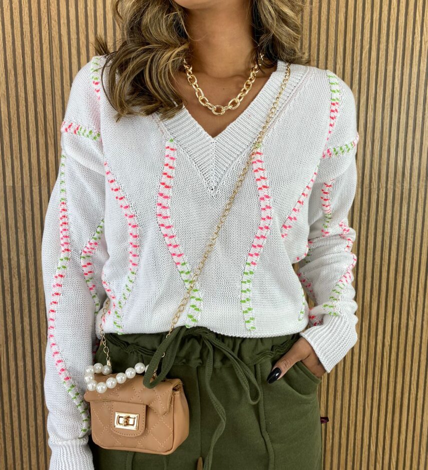Blusa Manga Longa Feminina Tricot Off White - Fernanda Ramos Store