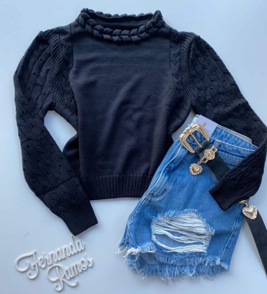 fernandaramosstore com br blusa manga longa feminina tricot preta