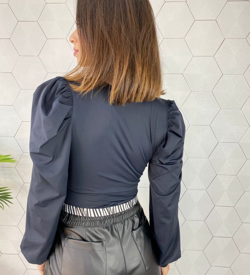Body Feminino com Bojo Manga Longa Preto - Fernanda Ramos Store