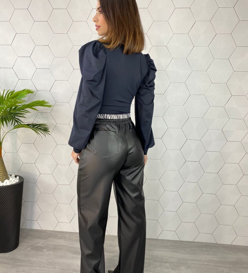 Body Feminino com Bojo Manga Longa Preto - Fernanda Ramos Store
