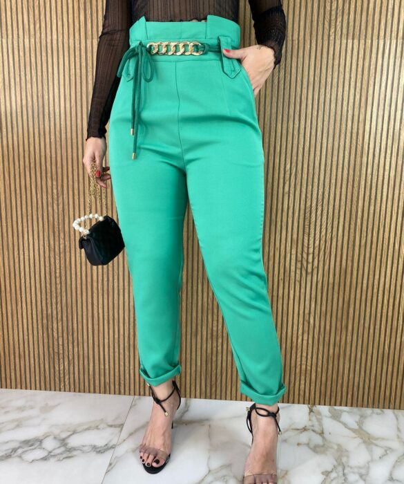 Calça Feminina com Cinto Verde - Fernanda Ramos Store