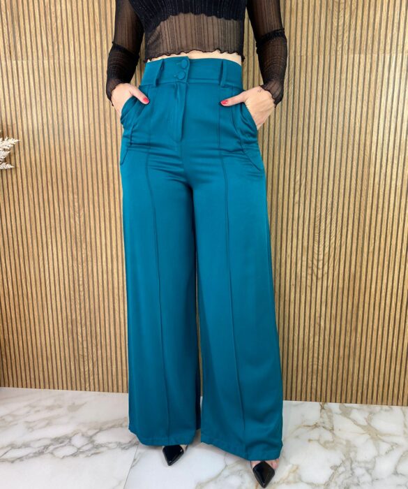 Calça Feminina Pantalona Azul - Fernanda Ramos Store