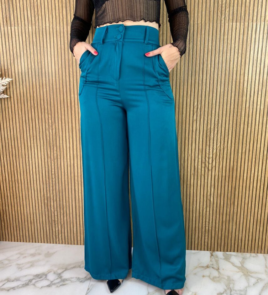 Calça Feminina Pantalona Azul - Fernanda Ramos Store