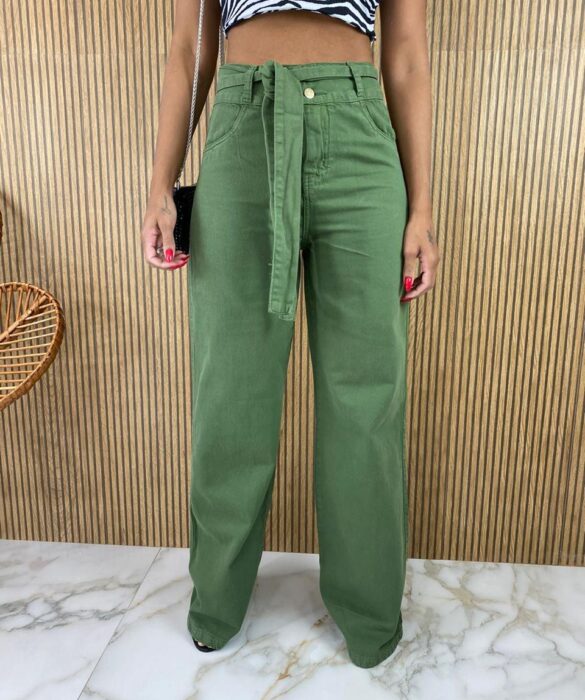 fernandaramosstore com br calca jeans feminina wide leg com amarracao verde militar 1