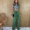 fernandaramosstore com br calca jeans feminina wide leg com amarracao verde militar