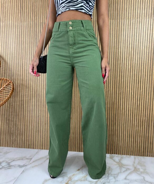 fernandaramosstore com br calca jeans feminina wide leg com amarracao verde militar 2