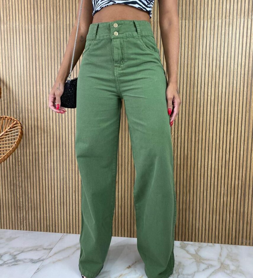 fernandaramosstore com br calca jeans feminina wide leg com amarracao verde militar 2