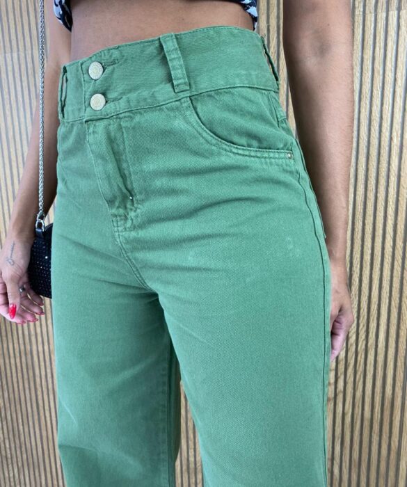 fernandaramosstore com br calca jeans feminina wide leg com amarracao verde militar 3