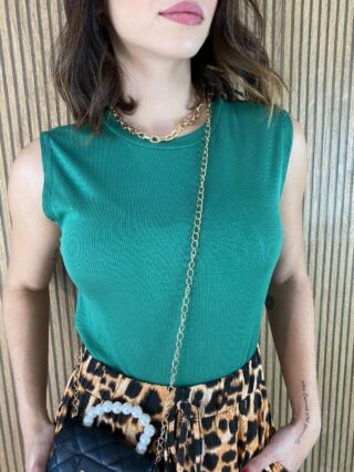 Cropped Feminino Canelado Verde - Fernanda Ramos Store