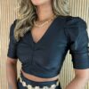 Cropped Feminino com Bojo Preto - Fernanda Ramos Store