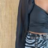 Cropped Feminino Manga Longa com Bojo Preto - Fernanda Ramos Store