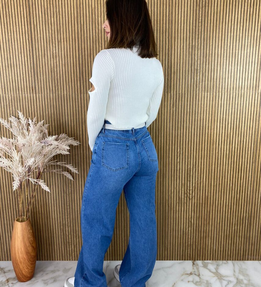 Cropped Feminino Manga Longa Tricot Branco - Fernanda Ramos Store