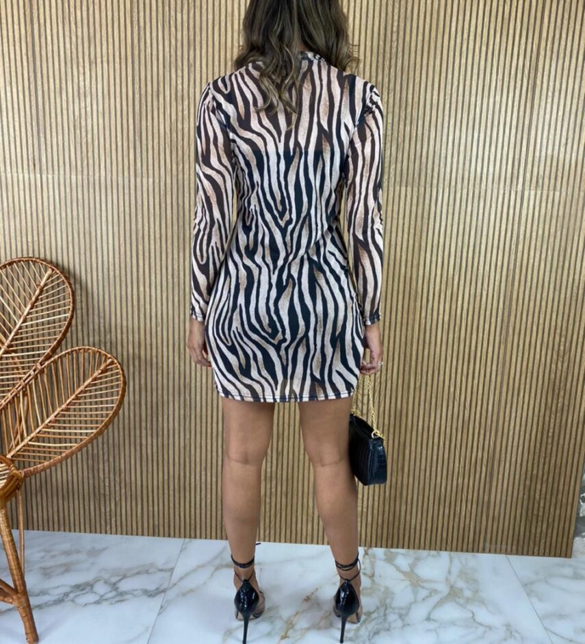Vestido Curto sem Bojo Zebra - Fernanda Ramos Store