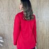 Blazer Alongado Manga Longa com Botão no Centro Vermelho - Fernanda Ramos Store