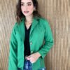 Blazer Feminino Manga Longa com Bolso Verde - Fernanda Ramos Store