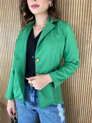 Blazer Feminino Manga Longa com Bolso Verde - Fernanda Ramos Store