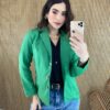 Blazer Feminino Manga Longa com Bolso Verde - Fernanda Ramos Store