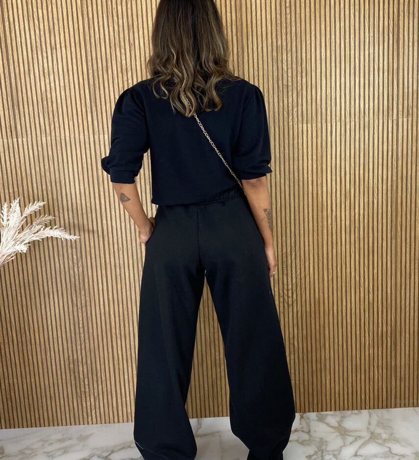 Blusa Cropped Moletinho Biggest Preto - Fernanda Ramos Store