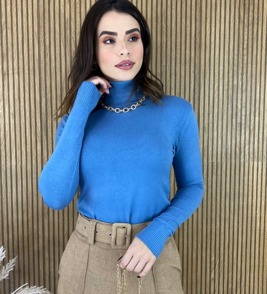 fernandaramosstore com br blusa feminina cacharrel gola alta azul