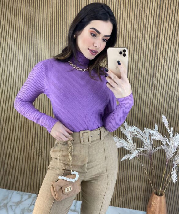 fernandaramosstore com br blusa feminina cacharrel gola alta com relevo lilas