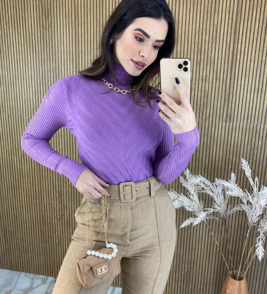 fernandaramosstore com br blusa feminina cacharrel gola alta com relevo lilas