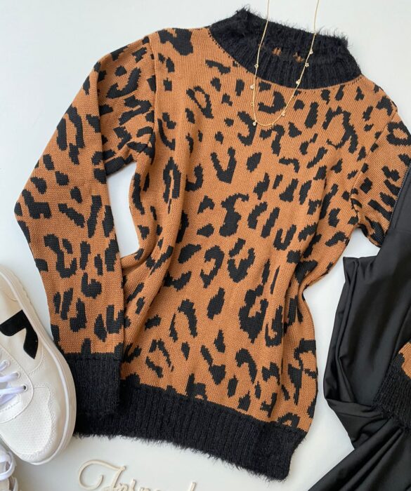 fernandaramosstore com br blusa manga longa feminina tricot animal print gola preta 1