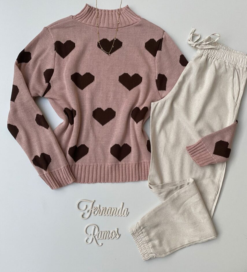 fernandaramosstore com br blusa manga longa feminina tricot rose coracao terra
