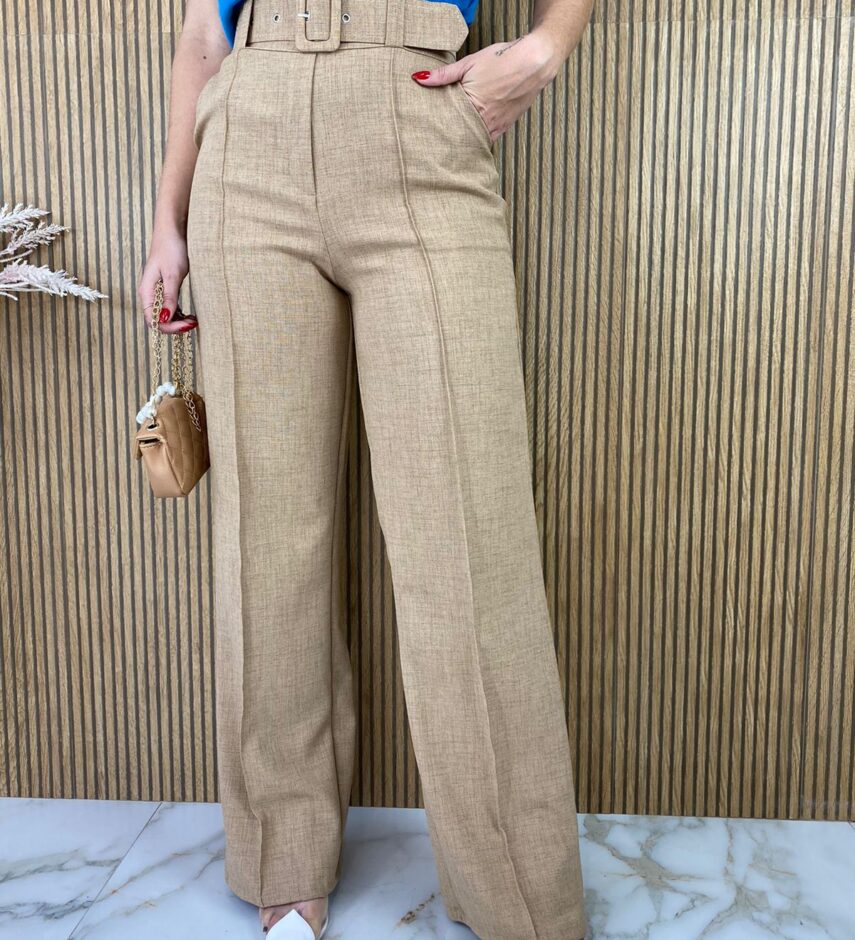 fernandaramosstore com br calca feminina com cinto flare bege 2
