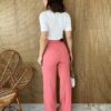 Calça Feminina com Cinto Flare Rosa - Fernanda Ramos Store