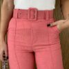 Calça Feminina com Cinto Flare Rosa - Fernanda Ramos Store