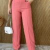 Calça Feminina com Cinto Flare Rosa - Fernanda Ramos Store