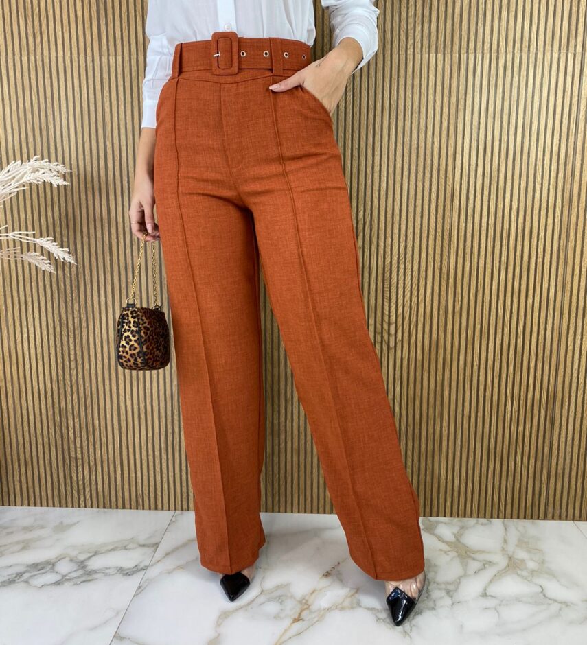 fernandaramosstore com br calca feminina com cinto flare terracota 2
