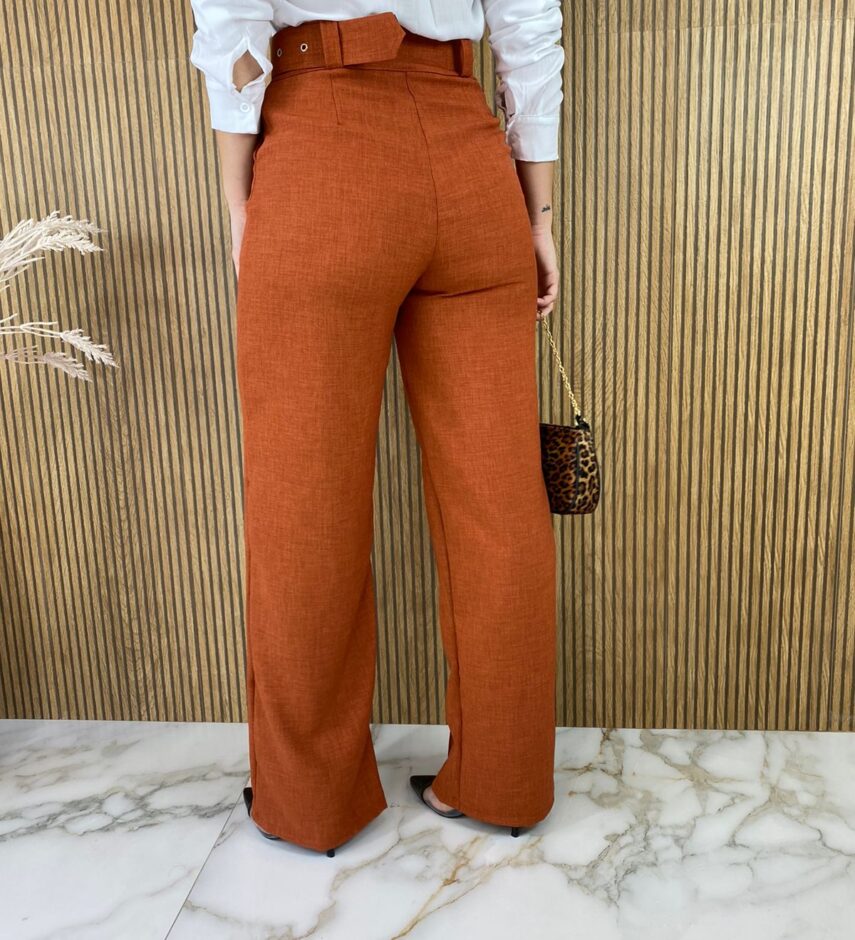 fernandaramosstore com br calca feminina com cinto flare terracota 4