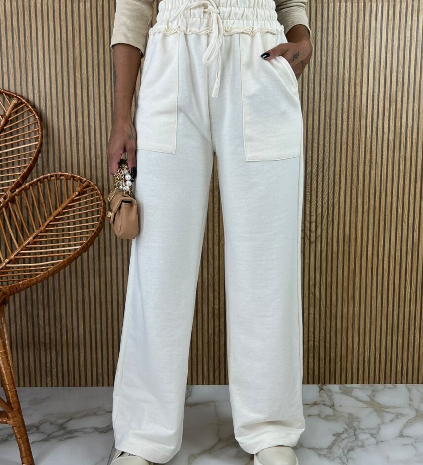 fernandaramosstore com br calca feminina moletom bolso frontal com amarracao off white 3