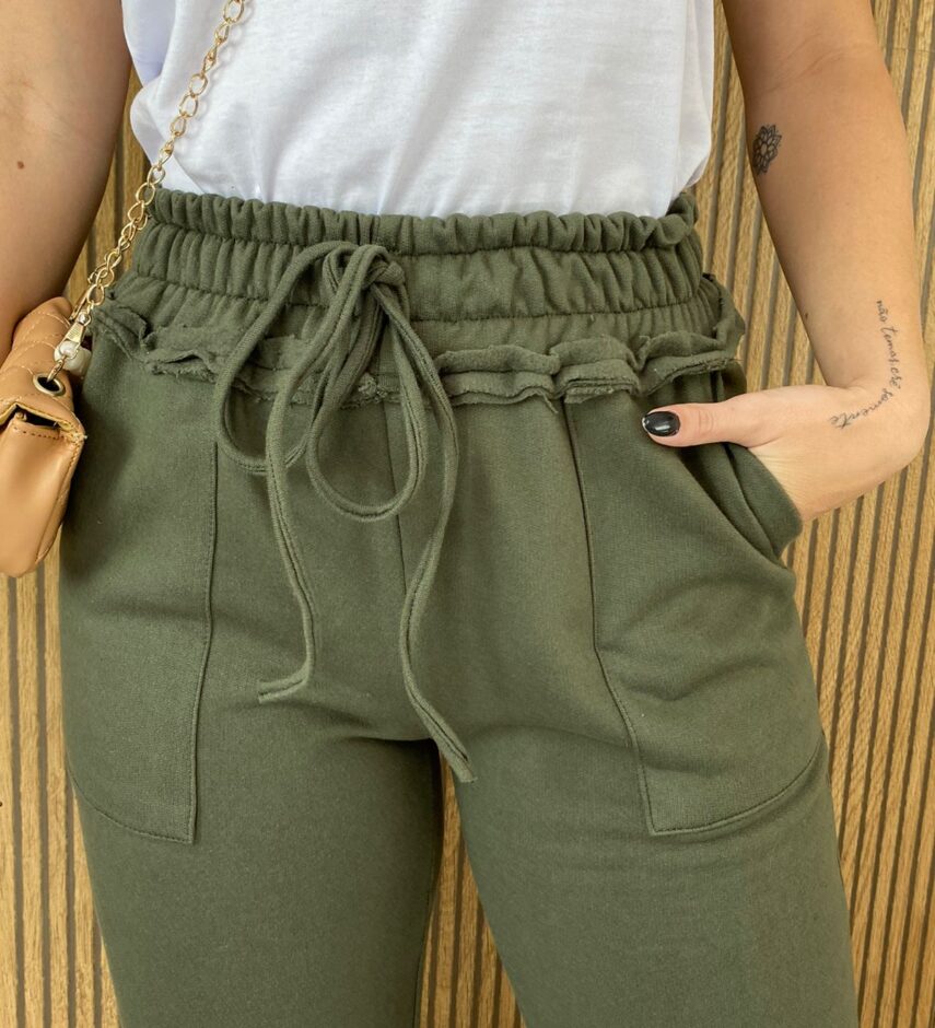 fernandaramosstore com br calca feminina moletom bolso frontal elastico na cintura verde 4