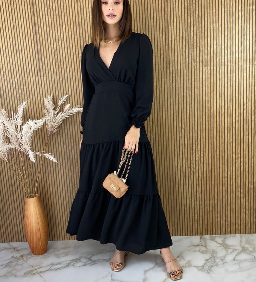 fernandaramosstore com br vestido longo sem bojo decote v manga longa preto