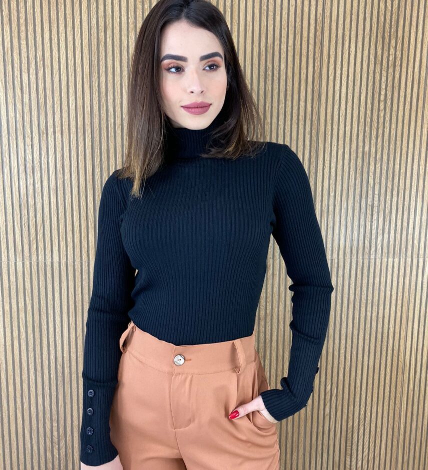 fernandaramosstore com br blusa feminina cacharrel gola alta botoes manga preta