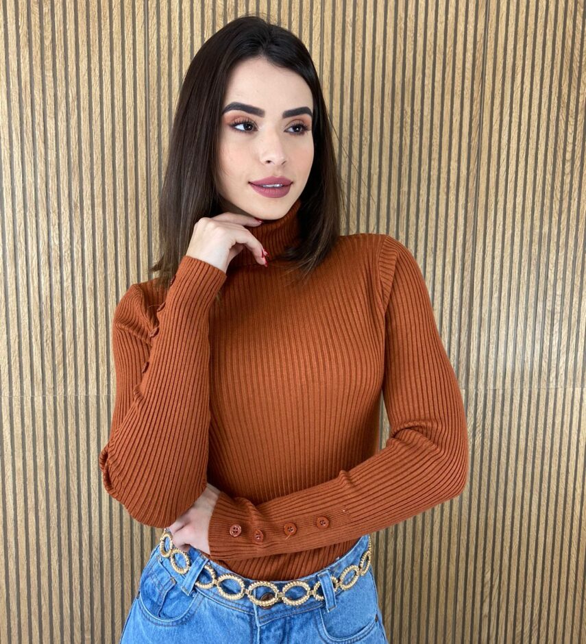 fernandaramosstore com br blusa feminina cacharrel gola alta botoes manga terra 2