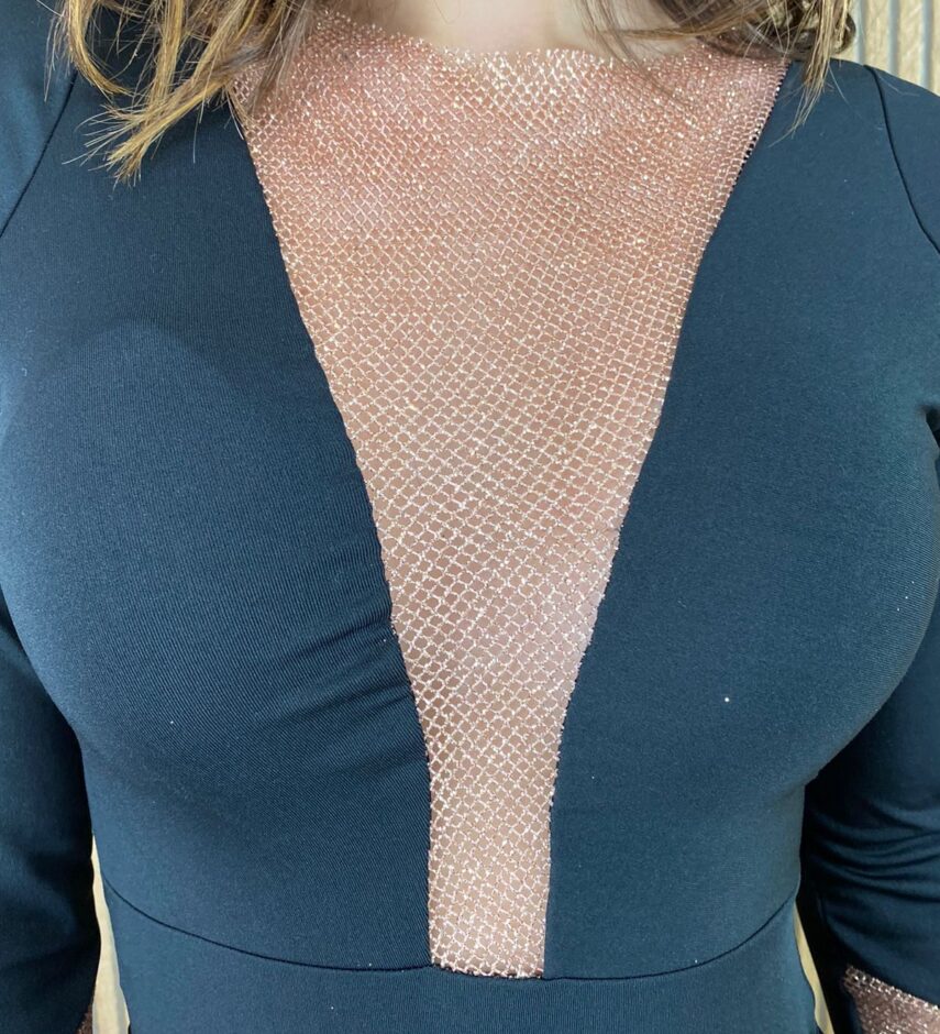 Body Feminino Manga Longa com Bojo Preto Detalhe no Decote e Manga - Fernanda Ramos Store