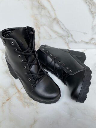 Bota Coturno Feminino Cano Alto Preto Salto - Fernanda Ramos Store