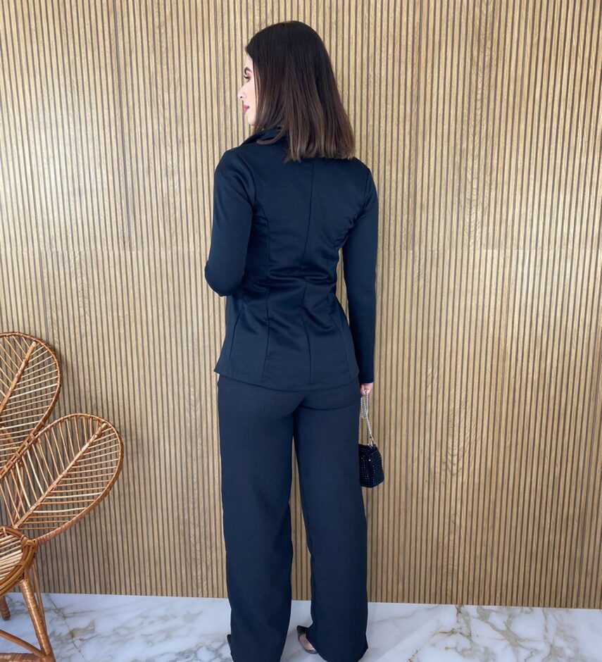 Calça Feminina com Cinto Flare Preto - Fernanda Ramos Store