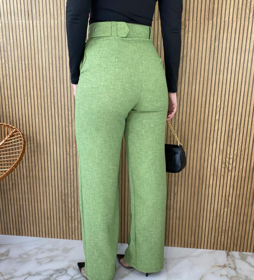 Calça Feminina com Cinto Flare Verde - Fernanda Ramos Store