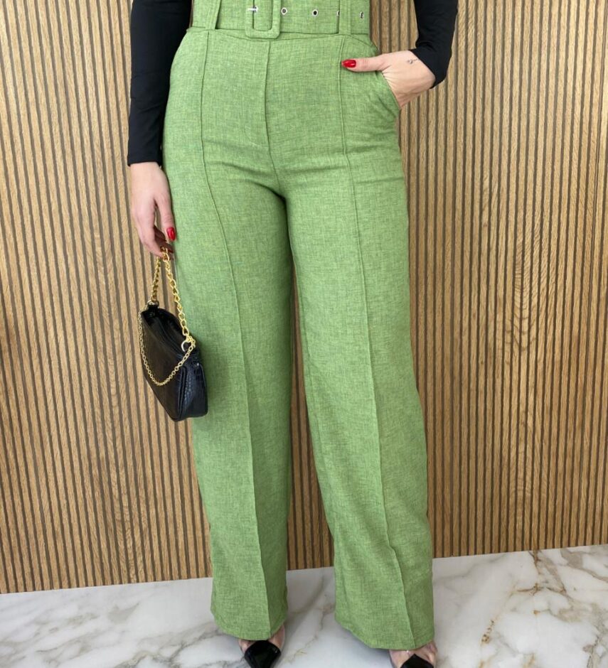 Calça Feminina com Cinto Flare Verde - Fernanda Ramos Store