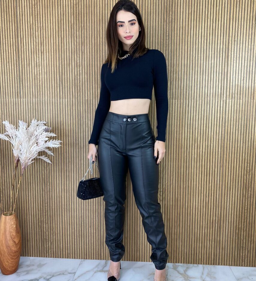 Calça Feminina Couro Eco Preta Skinny - Fernanda Ramos Store