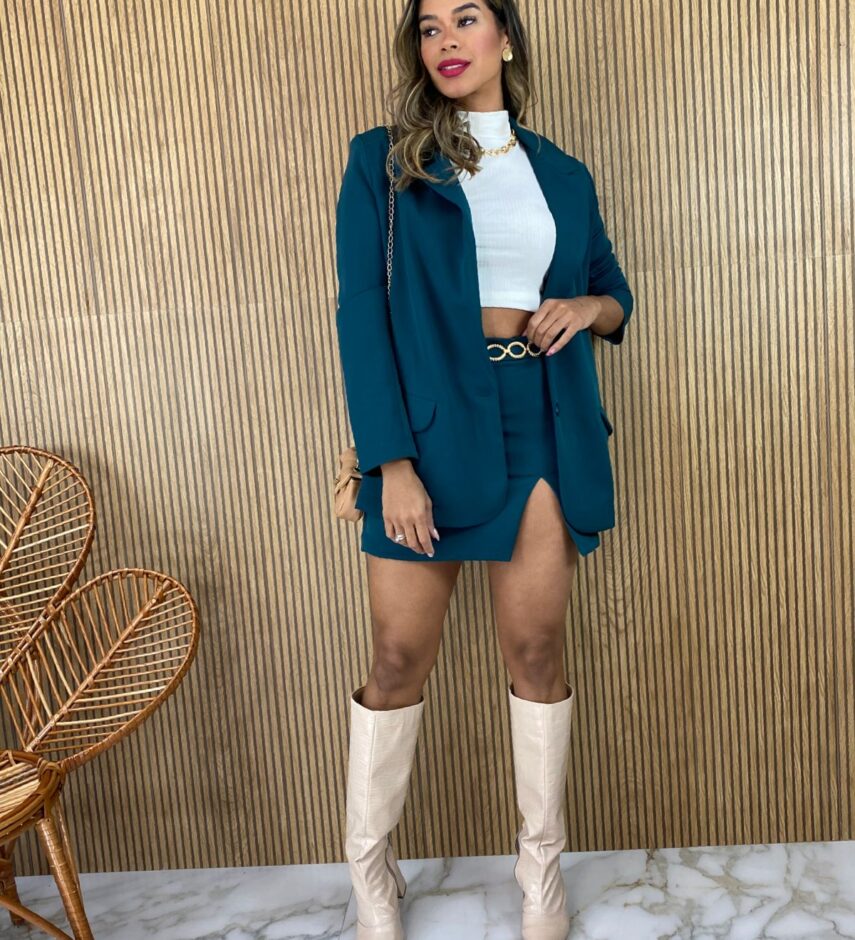 Conjunto Feminino Saia + Blazer verde - Fernanda Ramos Store